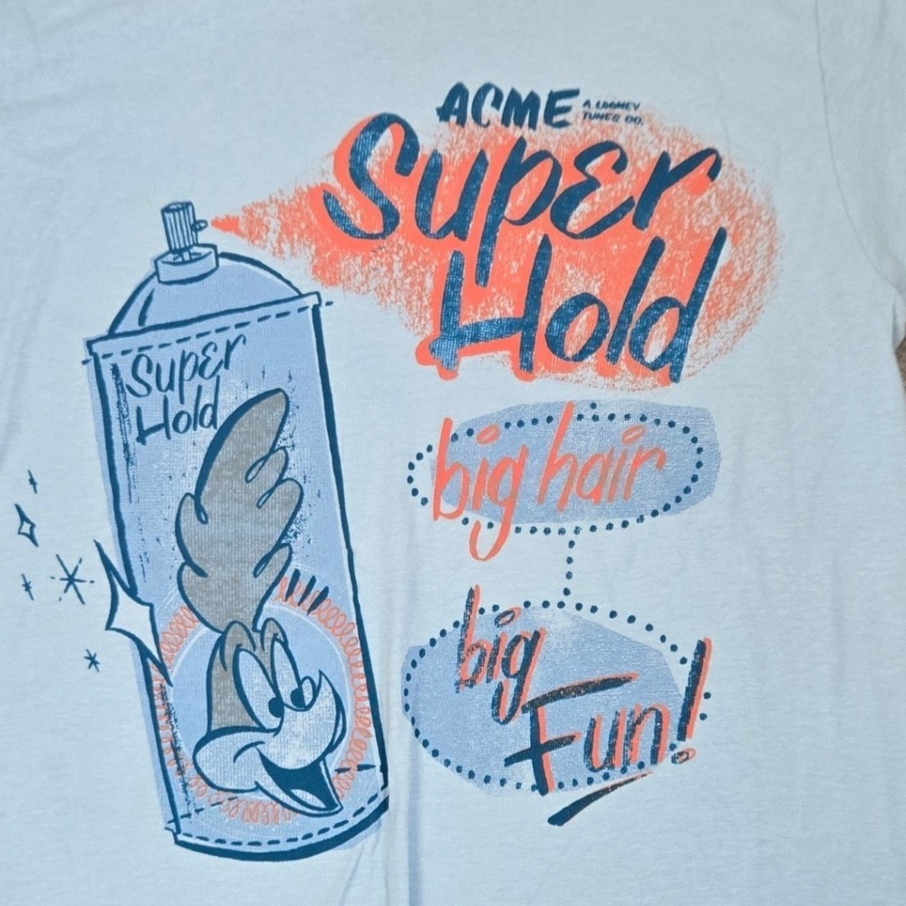 Warner Bros Studio Tour Looney Road Runner ACME Super Hold Big Fun T-Shirt WMS S